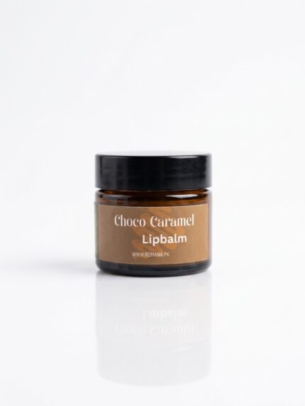 Choco Caramel Lip Balm jar - natural chocolate caramel flavored lip balm by ROMANA